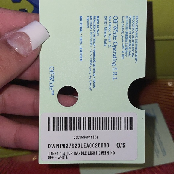 Authentic Off- White handbag
 Jitney 1.4 Top handle light green - Picture 10 of 11